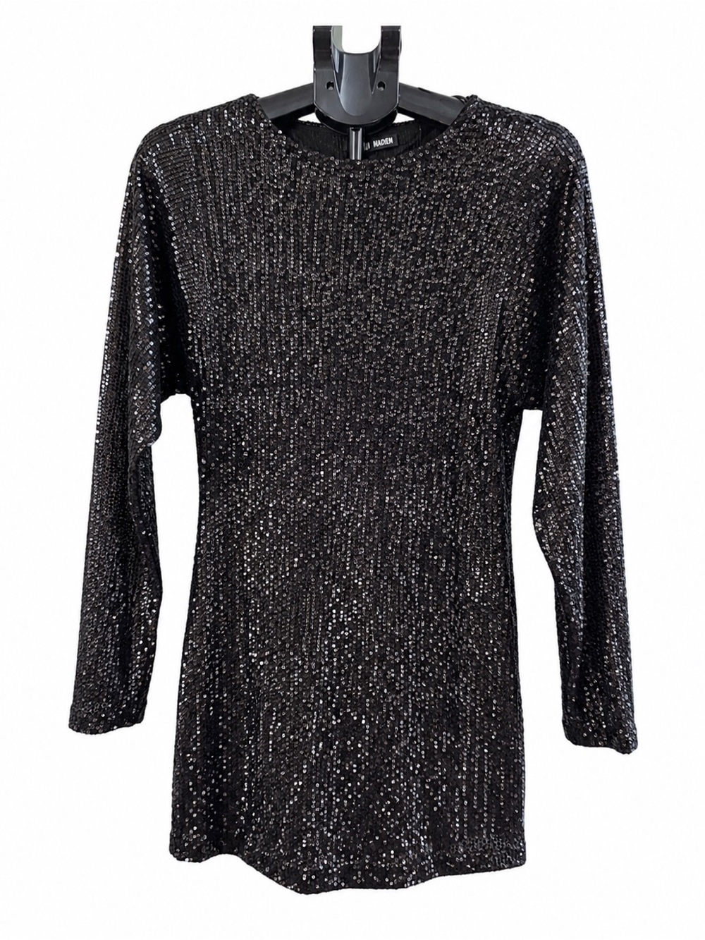 NWT STEVE MADDEN LONG SLEEVE BLACK SEQUIN SPARKLE DRESS